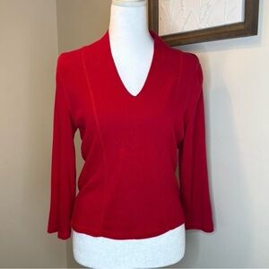 Rafaella Red V-Neck Pullover Sweater